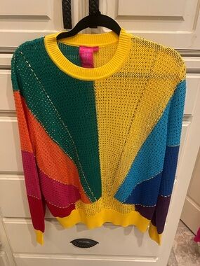 Queen of Sparkles Colorblock Knit Sweater - Multicolor